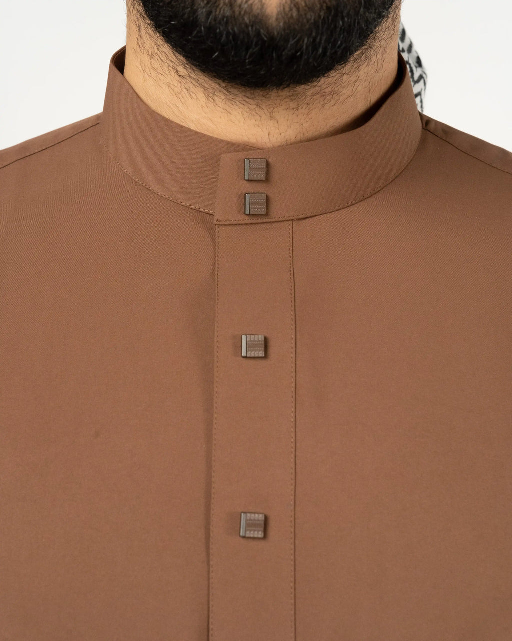 Saudi Brown Thobe Collared