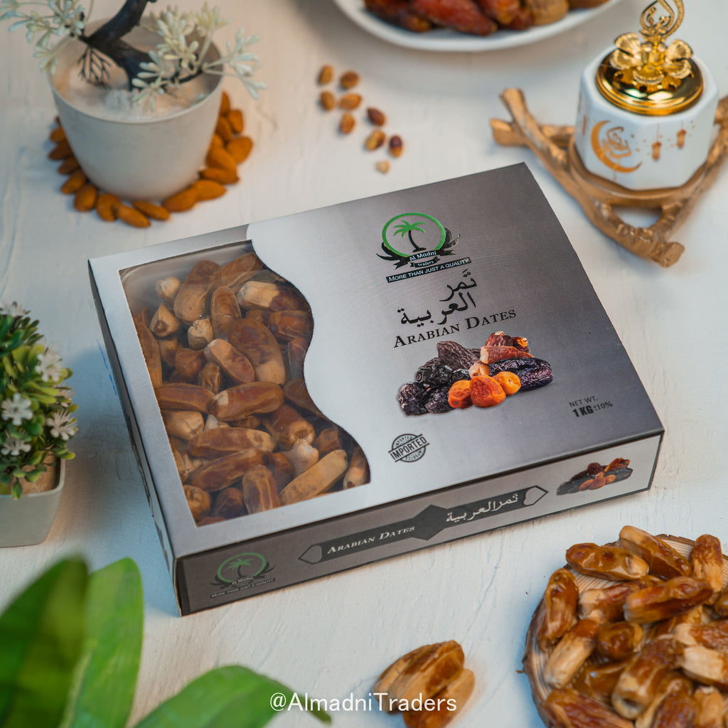 Saudi Sugai dates (Be dana) front of container packaging dates are also visible.