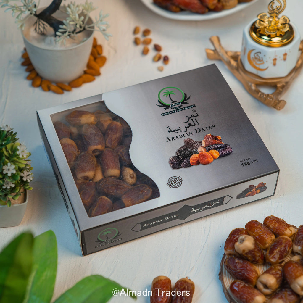 front side of Premium packaging of Sughai khajoor in Pakistan by Al Madni Traders.