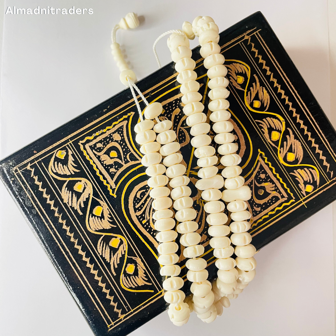 "Premium Camel Bone Tasbeeh showcasing smooth, polished beads"